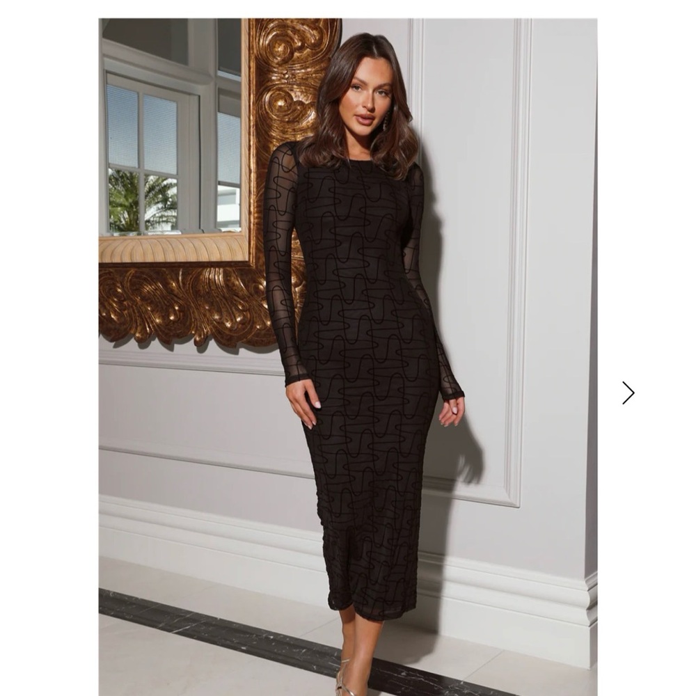 Black, long sleeve maxi dress